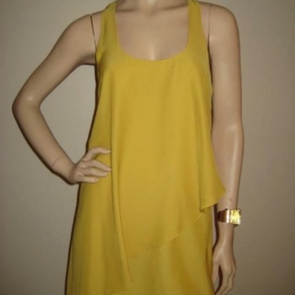 Yellow chiffon shift dress by Silence & Noise